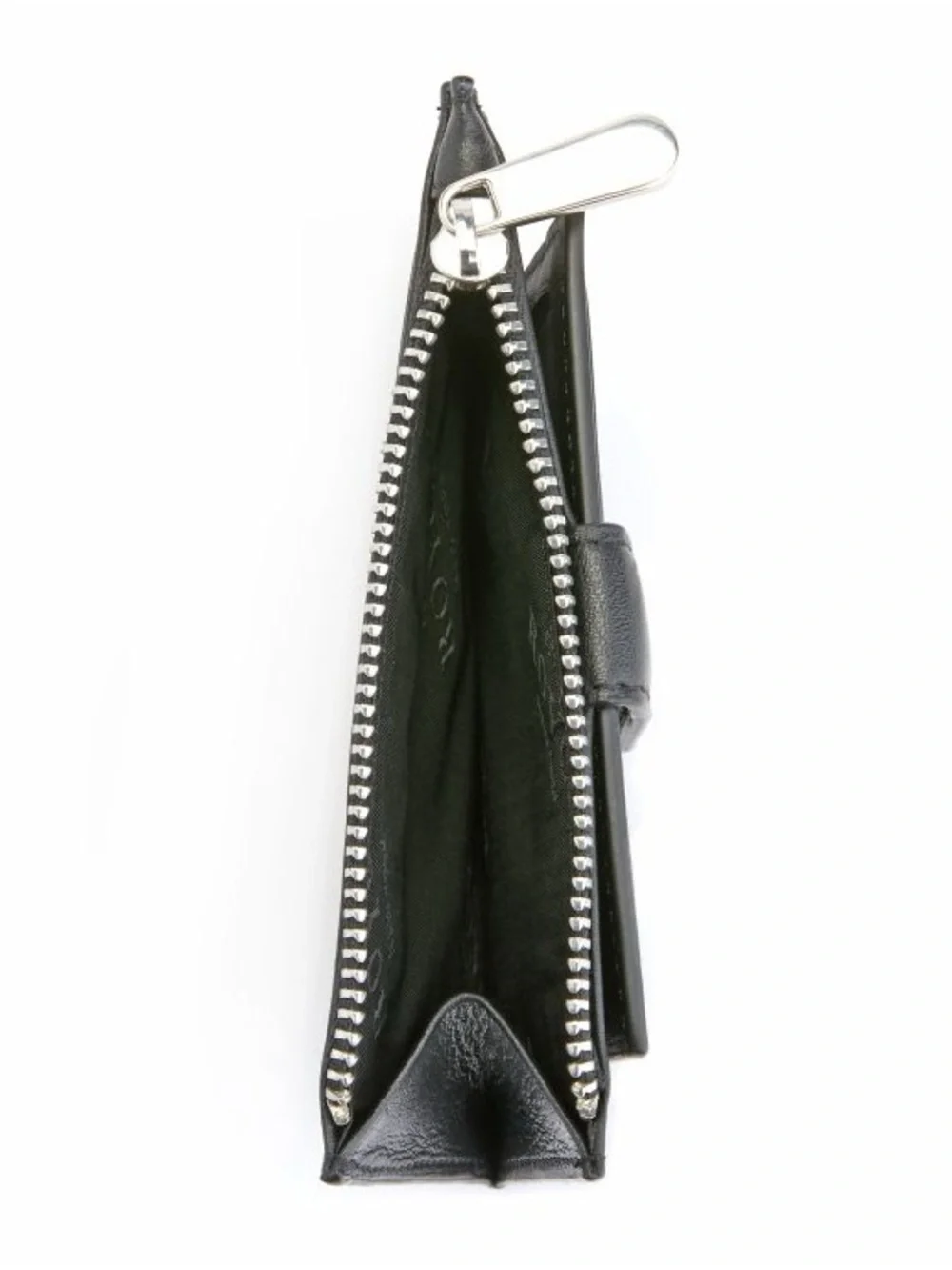 ROYCE New York Black Leather Card & Zip Pocket Holder
